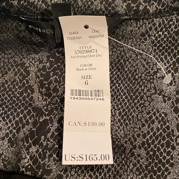 NWT WHITE HOUSE BLACK MARKET SNAKE PRINT METALLIC SHIRT DRESS  SIZE 6  NWT - Picture 6 of 6